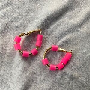 Pink and Gold Hoop Earrings